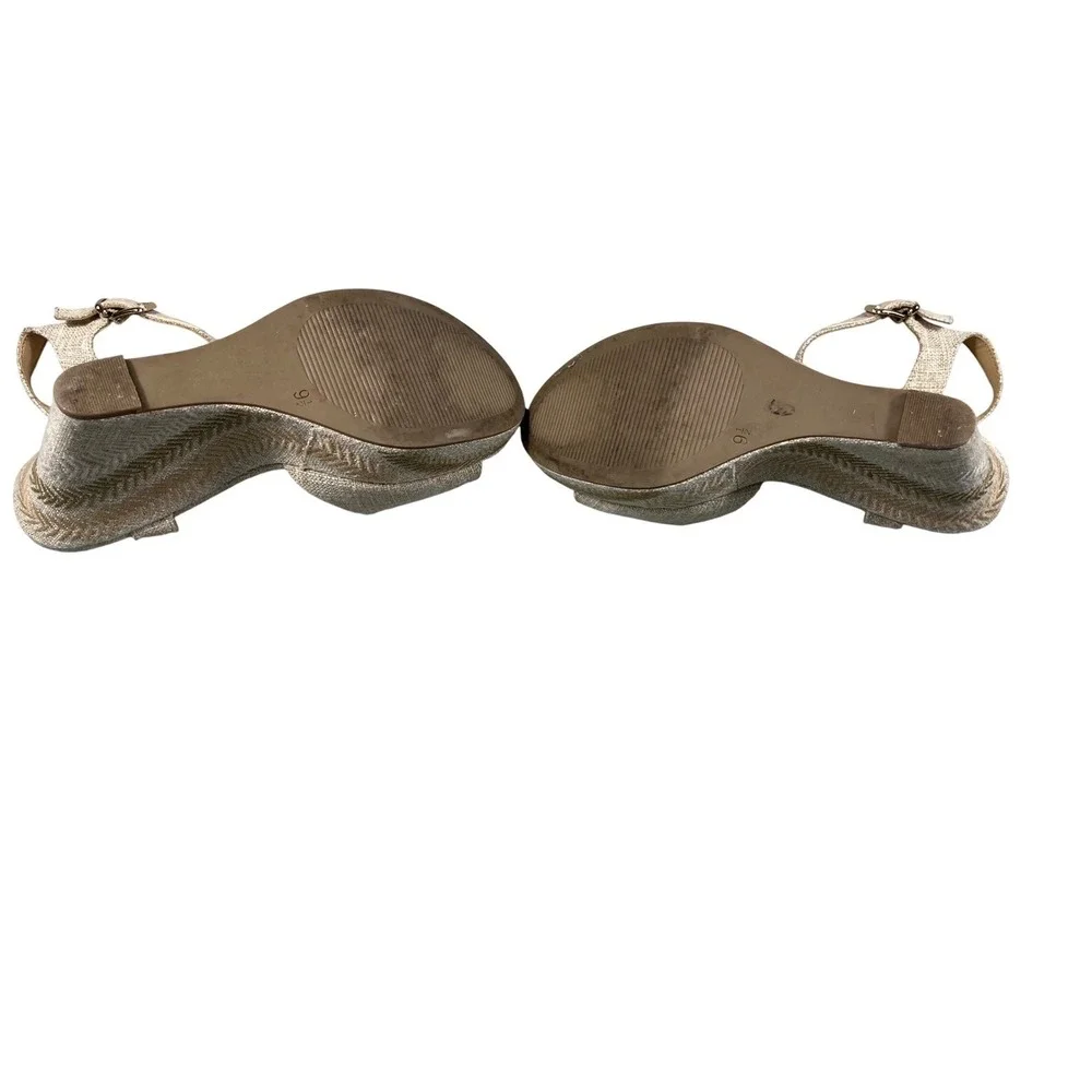 Limelight‎ Beige Espadrille Wedge Sandals Womens Size 9.5 Ankle Strap